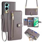 For Realme C33 4G Sheep Texture Cross-body Zipper Wallet Leather Phone Case(Grey) - 1