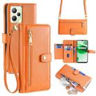 For Realme C35 Sheep Texture Cross-body Zipper Wallet Leather Phone Case(Orange) - 1