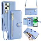 For Realme C35 Sheep Texture Cross-body Zipper Wallet Leather Phone Case(Blue) - 1