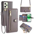 For Realme C35 Sheep Texture Cross-body Zipper Wallet Leather Phone Case(Grey) - 1