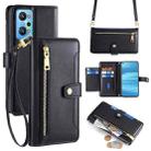 For Realme GT Neo 2 5G Sheep Texture Cross-body Zipper Wallet Leather Phone Case(Black) - 1
