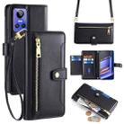 For Realme GT Neo 3 Sheep Texture Cross-body Zipper Wallet Leather Phone Case(Black) - 1