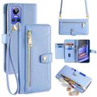 For Realme GT Neo 3 Sheep Texture Cross-body Zipper Wallet Leather Phone Case(Blue) - 1