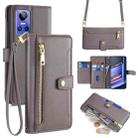 For Realme GT Neo 3 Sheep Texture Cross-body Zipper Wallet Leather Phone Case(Grey) - 1