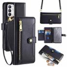 For Realme GT Master Sheep Texture Cross-body Zipper Wallet Leather Phone Case(Black) - 1