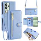 For Realme GT2 Pro Sheep Texture Cross-body Zipper Wallet Leather Phone Case(Blue) - 1