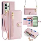 For Realme GT2 Pro Sheep Texture Cross-body Zipper Wallet Leather Phone Case(Pink) - 1