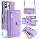 For Realme GT2 Pro Sheep Texture Cross-body Zipper Wallet Leather Phone Case(Purple) - 1