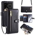 For Realme GT5 Sheep Texture Cross-body Zipper Wallet Leather Phone Case(Black) - 1