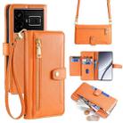 For Realme GT5 Sheep Texture Cross-body Zipper Wallet Leather Phone Case(Orange) - 1