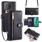 For Realme Narzo 50A Sheep Texture Cross-body Zipper Wallet Leather Phone Case(Black) - 1