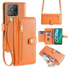 For Realme Narzo 50A Sheep Texture Cross-body Zipper Wallet Leather Phone Case(Orange) - 1