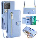 For Realme Narzo 50A Sheep Texture Cross-body Zipper Wallet Leather Phone Case(Blue) - 1