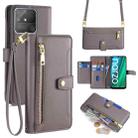 For Realme Narzo 50A Sheep Texture Cross-body Zipper Wallet Leather Phone Case(Grey) - 1