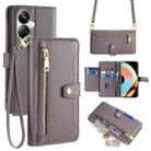 For Realme 10 Pro+ 5G Sheep Texture Cross-body Zipper Wallet Leather Phone Case(Grey) - 1