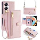 For Realme 10 Pro+ 5G Sheep Texture Cross-body Zipper Wallet Leather Phone Case(Pink) - 1