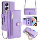 For Realme 10 Pro+ 5G Sheep Texture Cross-body Zipper Wallet Leather Phone Case(Purple) - 1