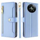 For Realme 12 5G Sheep Texture Cross-body Zipper Wallet Leather Phone Case(Blue) - 1