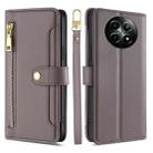 For Realme 12 5G Sheep Texture Cross-body Zipper Wallet Leather Phone Case(Grey) - 1
