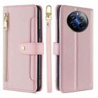 For Realme 12 Pro 5G Sheep Texture Cross-body Zipper Wallet Leather Phone Case(Pink) - 1