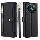 For Realme 12+ 5G Sheep Texture Cross-body Zipper Wallet Leather Phone Case(Black) - 1