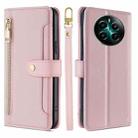 For Realme 12+ 5G Sheep Texture Cross-body Zipper Wallet Leather Phone Case(Pink) - 1