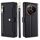 For Realme GT5 Pro 5G Sheep Texture Cross-body Zipper Wallet Leather Phone Case(Black) - 1