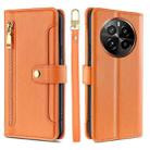 For Realme GT5 Pro 5G Sheep Texture Cross-body Zipper Wallet Leather Phone Case(Orange) - 1