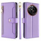 For Realme GT5 Pro 5G Sheep Texture Cross-body Zipper Wallet Leather Phone Case(Purple) - 1