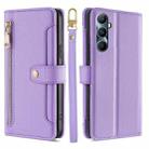 For Realme C65 4G Sheep Texture Cross-body Zipper Wallet Leather Phone Case(Purple) - 1