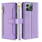 For Realme C61 4G Sheep Texture Cross-body Zipper Wallet Leather Phone Case(Purple) - 1