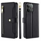 For Realme GT Neo6 SE Sheep Texture Cross-body Zipper Wallet Leather Phone Case(Black) - 1