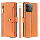 For Realme GT Neo6 SE Sheep Texture Cross-body Zipper Wallet Leather Phone Case(Orange) - 1