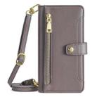 For Realme GT Neo6 SE Sheep Texture Cross-body Zipper Wallet Leather Phone Case(Grey) - 2