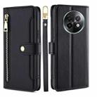 For Realme 13 Pro 5G Sheep Texture Cross-body Zipper Wallet Leather Phone Case(Black) - 1