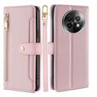 For Realme 13 Pro 5G Sheep Texture Cross-body Zipper Wallet Leather Phone Case(Pink) - 1