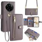 For Realme 14 Pro 5G Global Sheep Texture Cross-body Zipper Wallet Leather Phone Case(Grey) - 1
