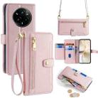 For Realme 14 Pro+ 5G Sheep Texture Cross-body Zipper Wallet Leather Phone Case(Pink) - 1