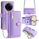 For Realme 14 Pro+ 5G Sheep Texture Cross-body Zipper Wallet Leather Phone Case(Purple) - 1
