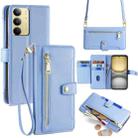 For Realme C75 4G / 14x 5G Global Sheep Texture Cross-body Zipper Wallet Leather Phone Case(Blue) - 1