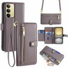 For Realme C75 4G / 14x 5G Global Sheep Texture Cross-body Zipper Wallet Leather Phone Case(Grey) - 1