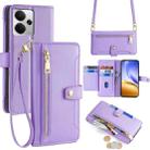 For Realme 14 5G Global Sheep Texture Cross-body Zipper Wallet Leather Phone Case(Purple) - 1
