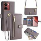 For Realme P3 Ultra 5G Sheep Texture Cross-body Zipper Wallet Leather Phone Case(Grey) - 1