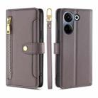For Tecno Camon 20 Pro 4G Lite Sheep Texture Cross-body Zipper Wallet Leather Phone Case(Grey) - 1