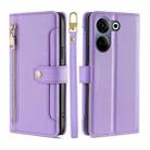 For Tecno Camon 20 Pro 4G Lite Sheep Texture Cross-body Zipper Wallet Leather Phone Case(Purple) - 1