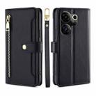 For Tecno Camon 20 Premier 5G Lite Sheep Texture Cross-body Zipper Wallet Leather Phone Case(Black) - 1