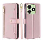 For Tecno Spark Go 2024 Lite Sheep Texture Cross-body Zipper Wallet Leather Phone Case(Pink) - 1