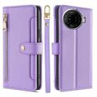 For Tecno Camon 30 Pro 5G Sheep Texture Cross-body Zipper Wallet Leather Phone Case(Purple) - 1