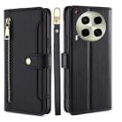 For Tecno Camon 30 Sheep Texture Cross-body Zipper Wallet Leather Phone Case(Black) - 1