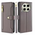 For Tecno Camon 30 Sheep Texture Cross-body Zipper Wallet Leather Phone Case(Grey) - 1